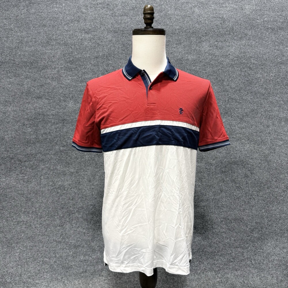 IZOD Athletics Sportflex Polo Shirt Mens M Red White Blue Golf Performance